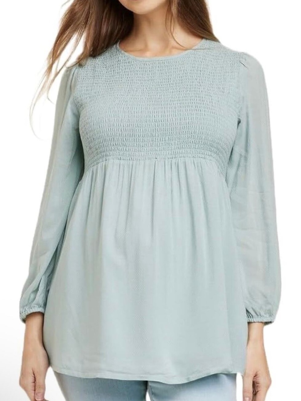 Ingrid & Isabel Smocked Peplum Long-Sleeve Maternity Blouse